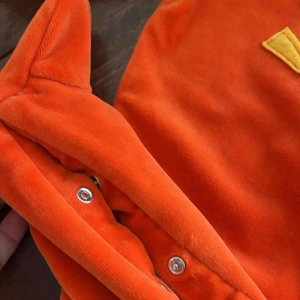 Osh Kosh Baby Orange Pumpkin Soft Fleece Snap One Piece with Hat- 12 months